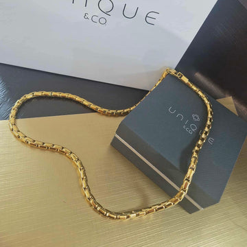Unique & Co | Stainless Steel Polished Necklace With Yellow Gold IP Plating