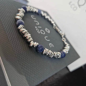 Unique & Co | Stainless Steel Bracelet With Lapis Beads