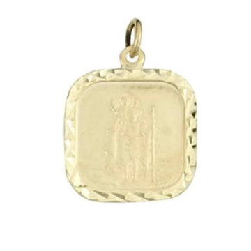 9ct Yellow Gold Square St. Christopher (No Chain)