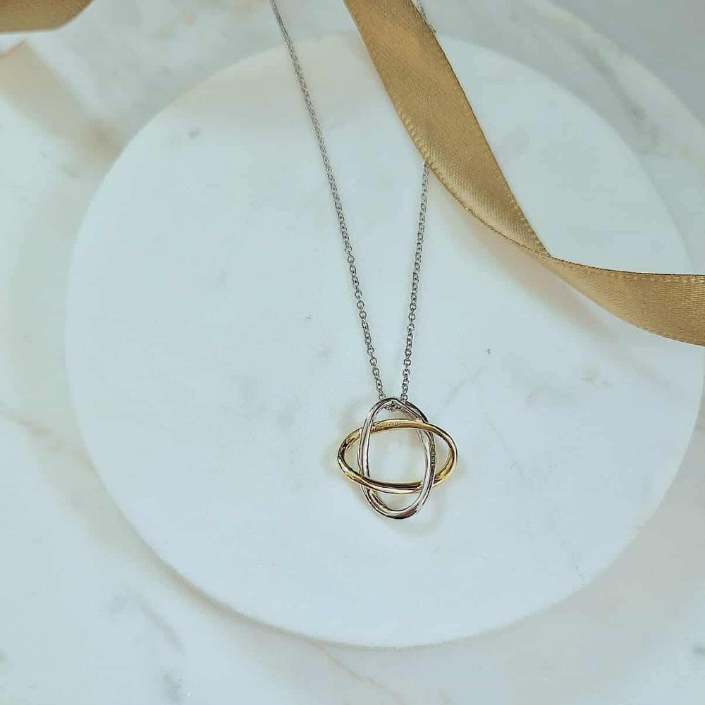 9ct White Gold & Yellow Gold Diamond Knot Necklace