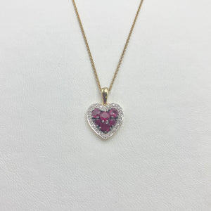 
            
                Load image into Gallery viewer, 9ct Yellow Gold, Ruby and Diamond Heart Necklace
            
        
