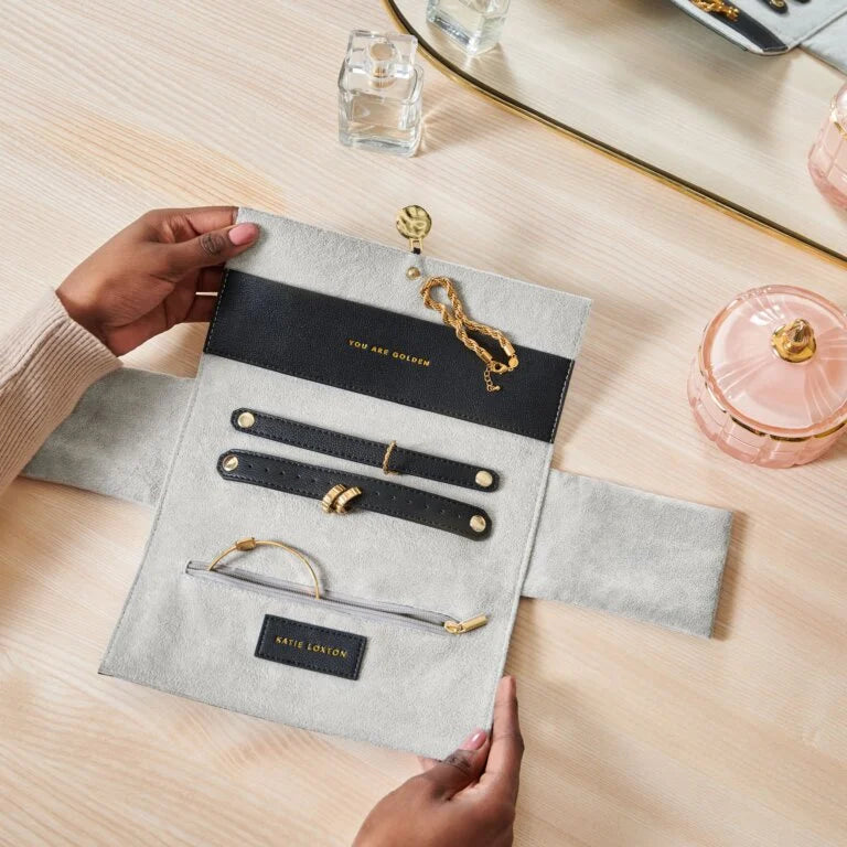 Katie Loxton | Pebble Jewellery Roll | You Are Golden | Black