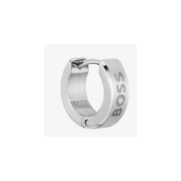 Boss | Odell Silver Logo Small Hoop Earring