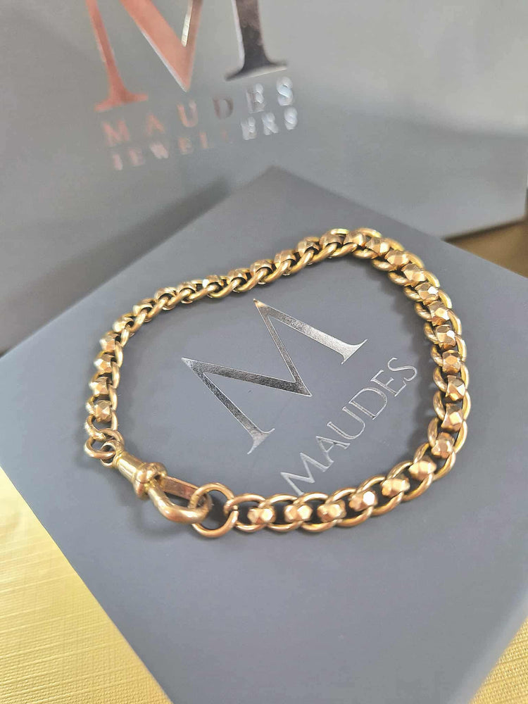 Pre-Owned 9ct Rose Gold Graduated Curb Bracelet