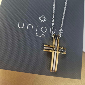 Unique & Co | Stainless Steel Cross and Chain with Gold IP Plating