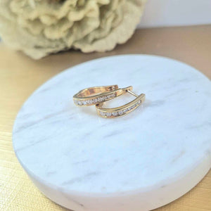 9ct Yellow Gold Diamond Hoop Earrings
