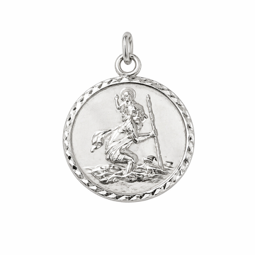 Sterling Silver St Christopher With Diamond Cut Border