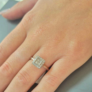 18ct White Gold Square Shaped Diamond Ring