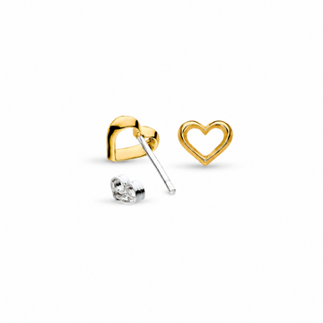 Kit Heath | Sterling Silver and Gold Heart Outline Stud Earrings