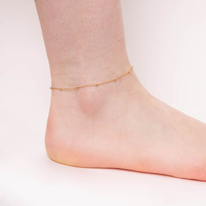 Sterling Silver Gold Plated Fine Trace Ball And Chain Anklet