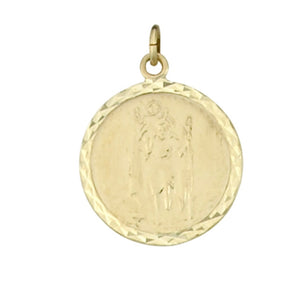 9ct Yellow Gold Round St. Christopher (No chain)