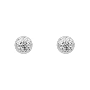 9ct White Gold Textured Ball Stud Earrings