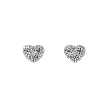 Sterling Silver Cubic Zirconia Heart Stud Earrings