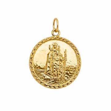 9ct Yellow Gold Diamond Cut Edged St Christopher