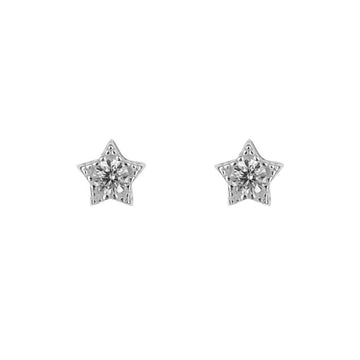 Sterling Silver Cubic Zirconia Star Stud Earrings