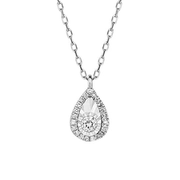 9ct White Gold Diamond Cut Teardrop Necklace