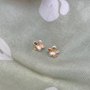 9ct Gold Tricolour Flower Stud Earrings