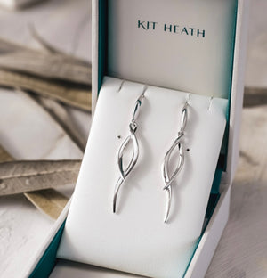 Kit Heath | Twine Twist Silver Drop Earrings - Maudes The Jewellers