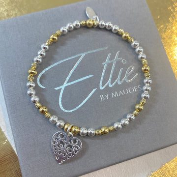 Ettie Mixed Metal Glistening Dreams Bracelet | Heart