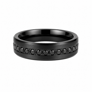 Unique & Co | Tungsten Carbide Ring With Black IP Plating and CZ