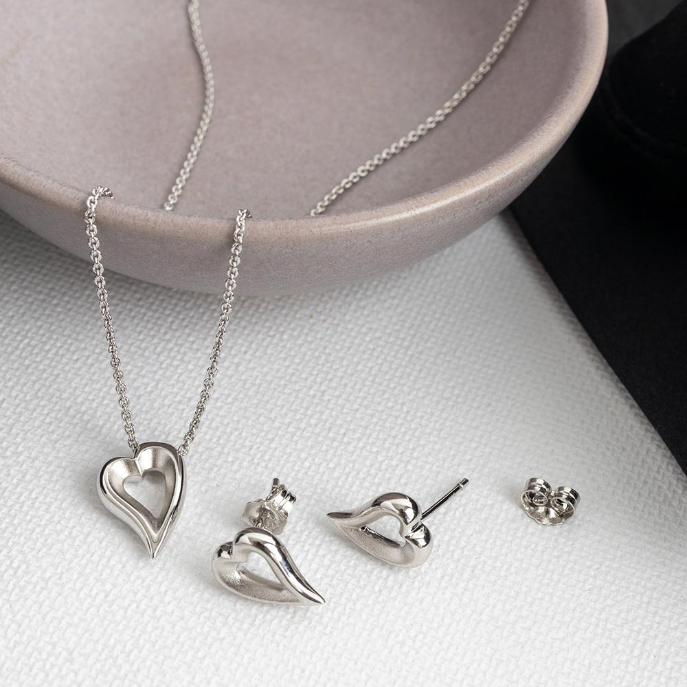 Kit Heath | Love Story Silver Heart Earrings