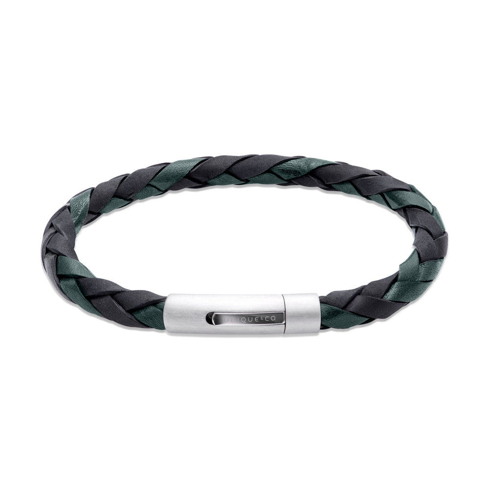 Unique & Co | Black and Green Woven Leather Bracelet