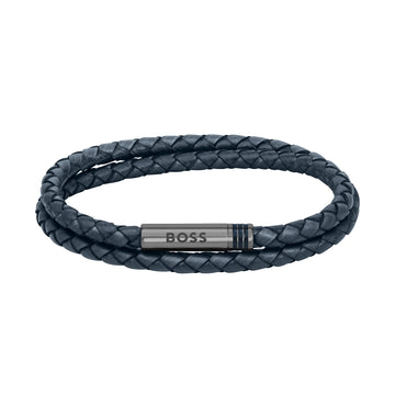Boss | Ares Navy Blue Double Leather Bracelet