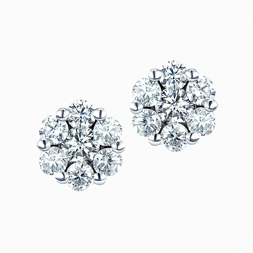 Real Effect Sterling Silver and Cubic Zirconia Stud Earrings