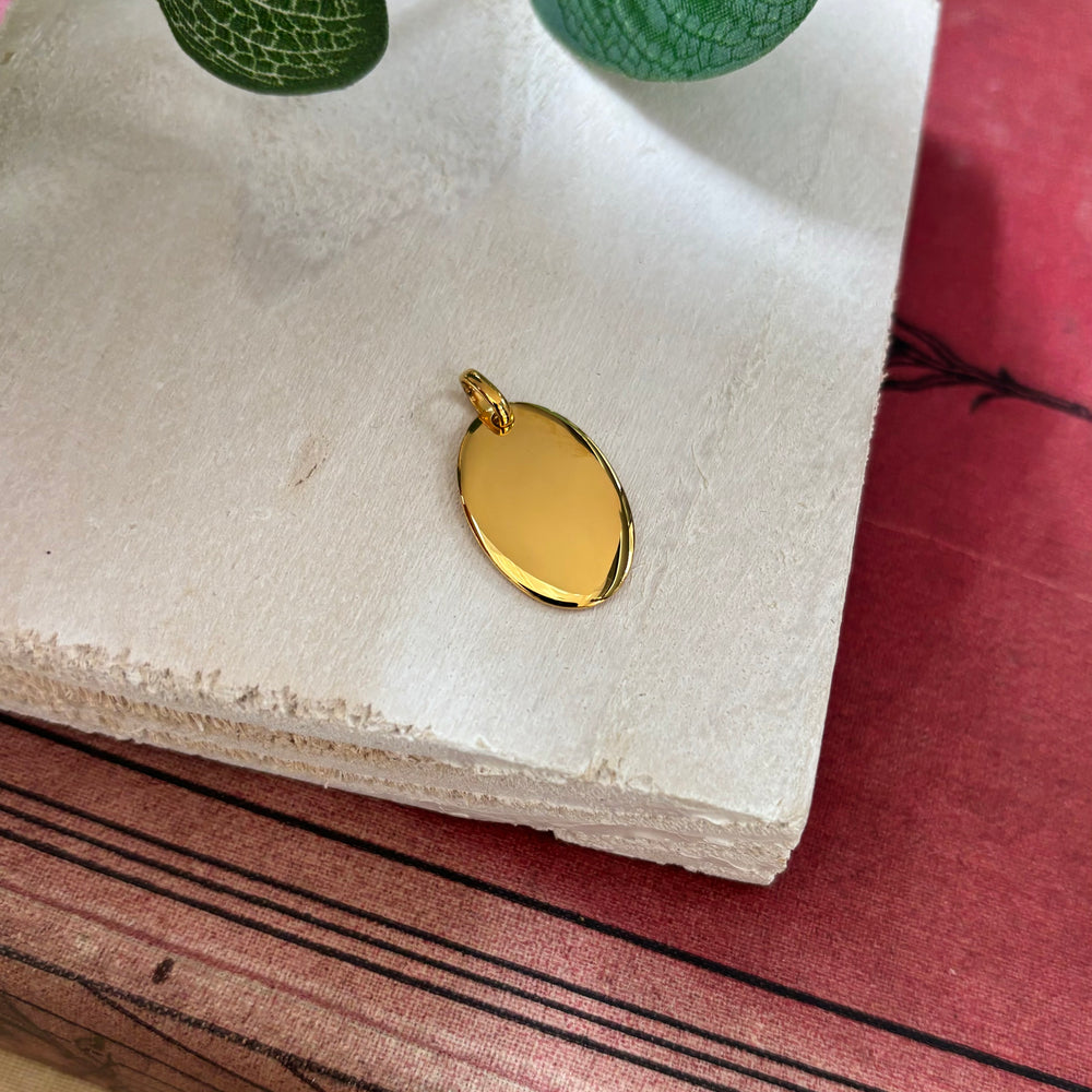 Sterling Silver Oval Tag Pendant with Yellow Gold Plating
