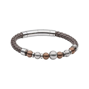 Fred Bennett | Brown Leather Bracelet With Coffee Beads