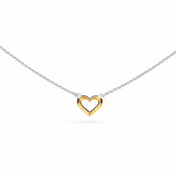 Kit Heath | Sterling Silver and Gold Heart Outline Necklet
