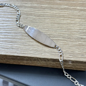 Sterling Silver ID Bar Curb Chain Bracelet