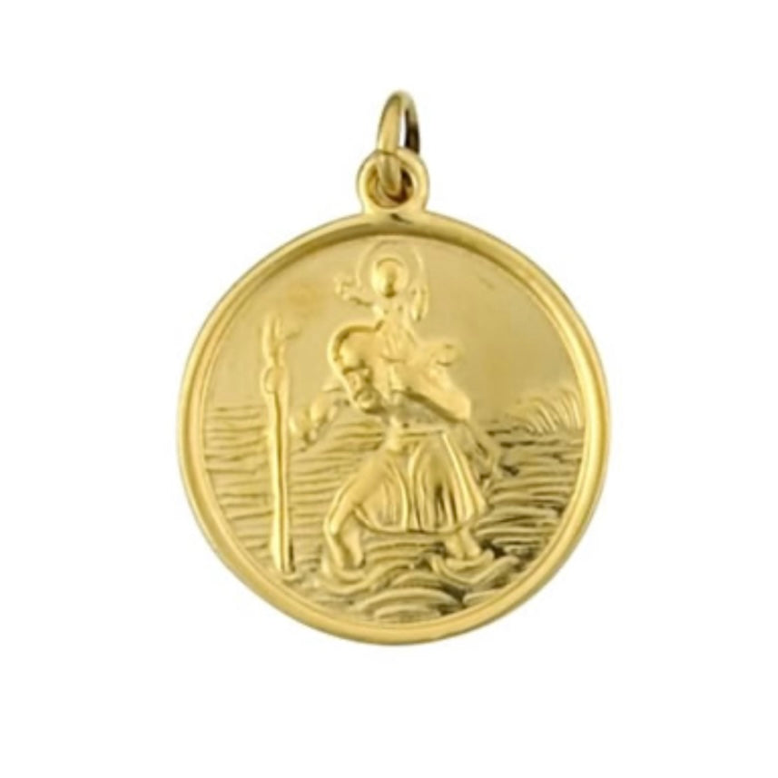 9ct Yellow Gold Round St. Christopher (No Chain)