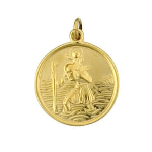 9ct Yellow Gold Round St. Christopher (No Chain)