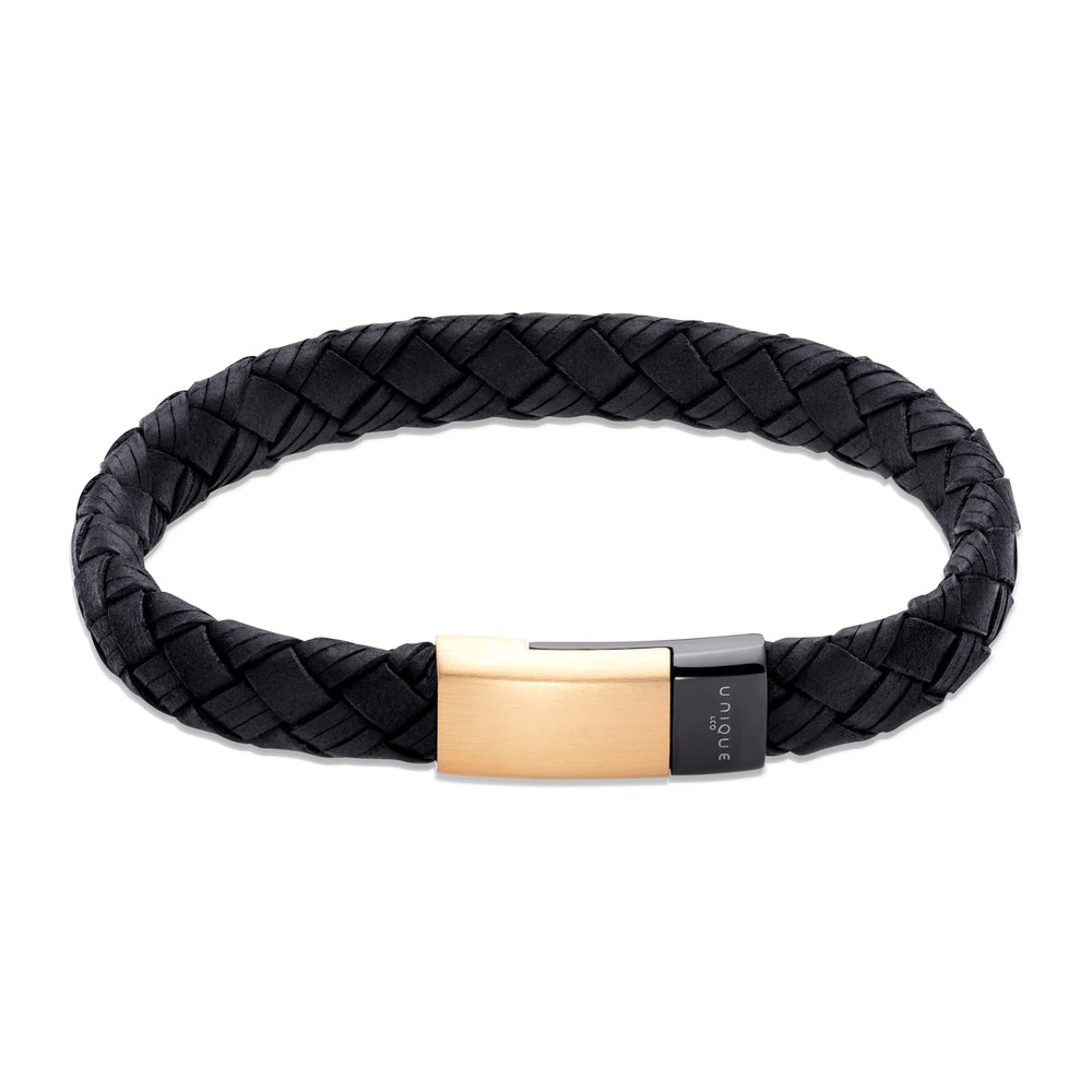 Unique & Co | Black Leather Bracelet With Gold Clasp