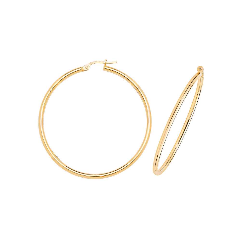 9ct Yellow Gold 40mm Hoop Earrings