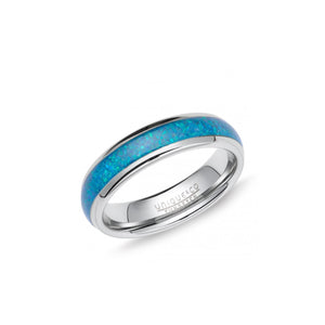 Unique & Co | Tungsten Carbide Ring With Blue Opal Replica Inlay