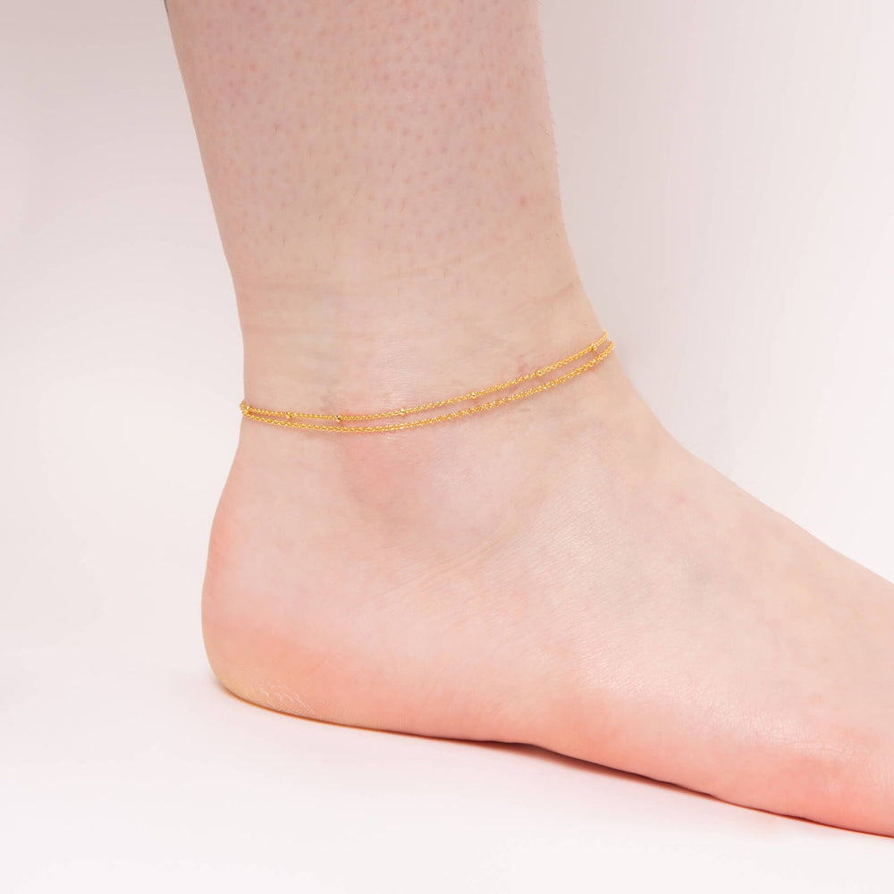 Sterling Silver Double Chain Anklet, Ankel Bracelet Summer Foot