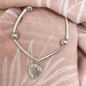 ChloBo | Noodle Ball Filigree Heart Bracelet