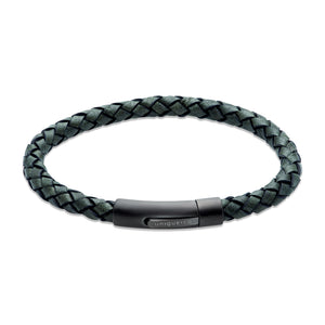 Unique & Co | Dark Green Leather Bracelet With Black Clasp