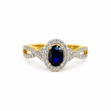 18ct Yellow Gold Oval Sapphire & Diamond Ring