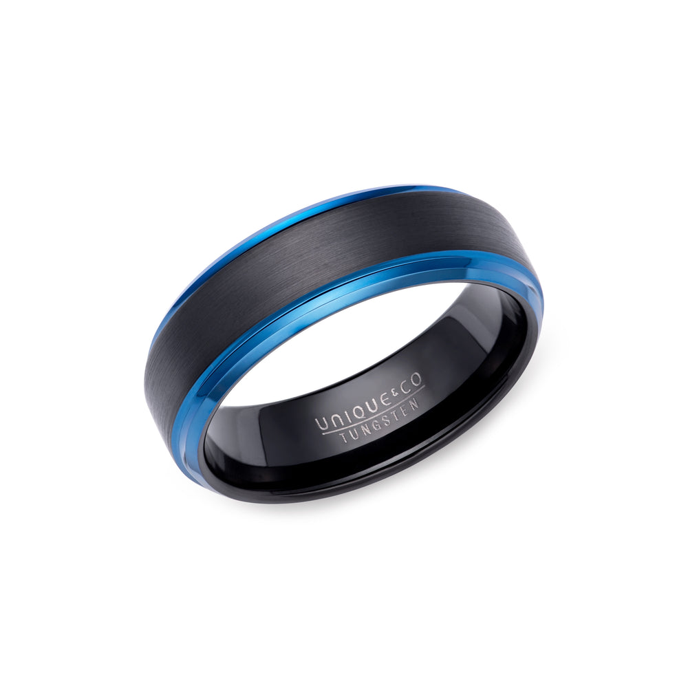 Unique & Co | Black and Blue Tungsten Carbide Ring