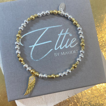 Ettie Mixed Metal Glistening Dreams Bracelet | Angel Wing