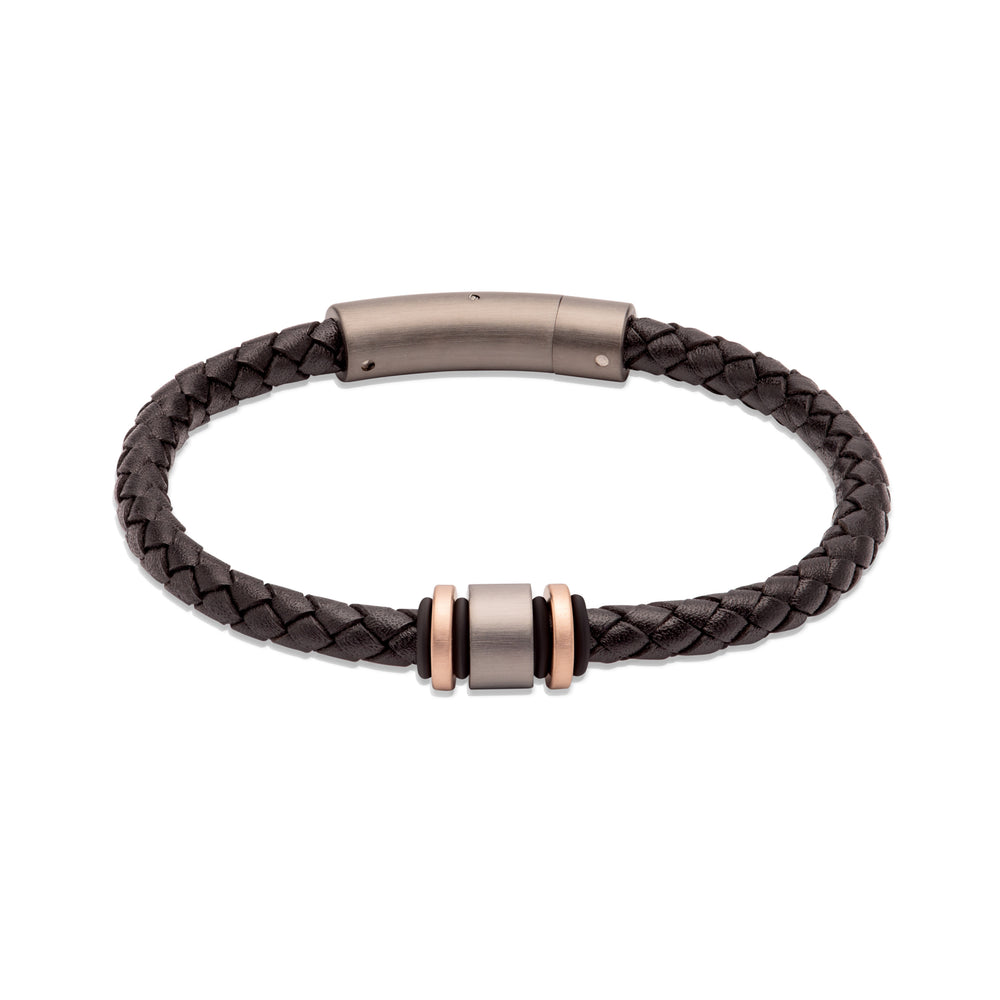 Unique & Co | Black Leather Bracelet with Gunmetal Clasp