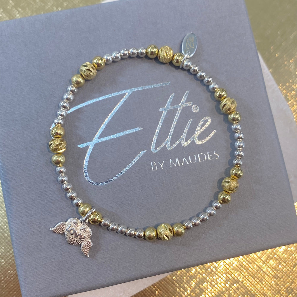 Ettie Gold and Silver Frosted Cupid Heart Bracelet