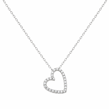 9ct White Gold Diamond Heart Pendant and Chain