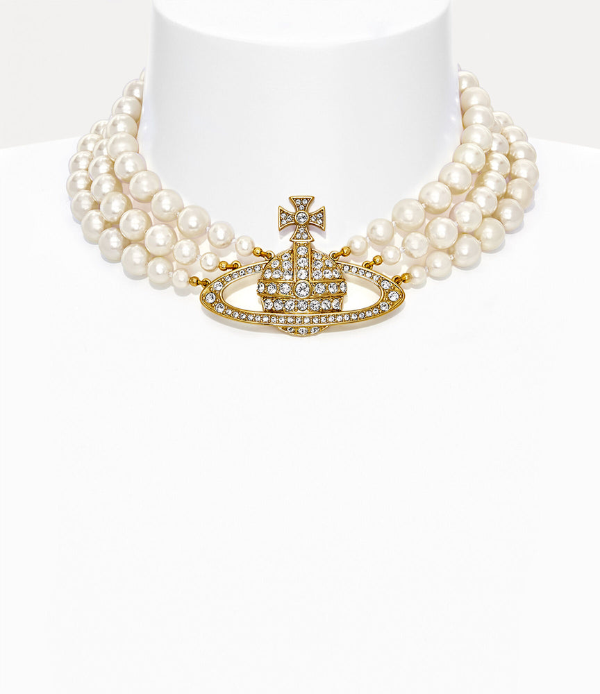 Vivienne Westwood | Three Row Pearl Bas Relief Choker | Gold