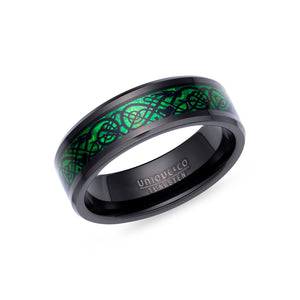 Unique & Co | Black and Green Tungsten Carbide Ring