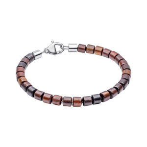 Fred Bennett | Stainless Steel Bracelet With Natural Wood Beads
