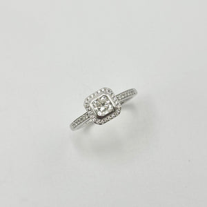 18ct White Gold, Diamond Halo Engagement Ring
